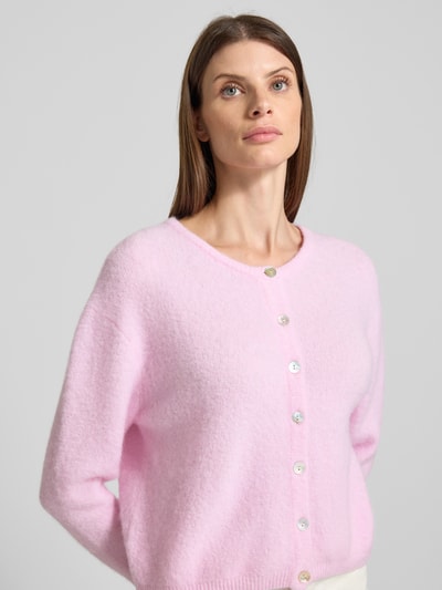 American Vintage Gebreid jack van wolmix met ronde hals, model 'VITOW' Lichtroze gemêleerd - 3