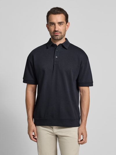 Lindbergh Oversized Poloshirt mit Polokragen und Label-Detail Dunkelblau 4