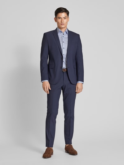 Eterna Slim fit zakelijk overhemd met all-over motief Bleu - 1