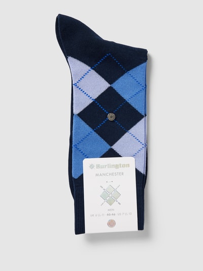 Burlington Socken mit Karomuster Modell 'MANCHESTER' Marine 3