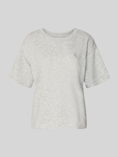Produktfoto, kurzärmeliges Sweatshirt mit Stickerei von REVIEW in Hellgrau, Relaxed Fit, Baumwoll-Mix mit Viskose-Anteil, strukturierte Oberfläche