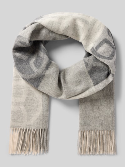 GANT Schal aus Wolle mit Fransen Modell 'MONOGRAM WOOL SCARF' Mittelgrau Melange 1