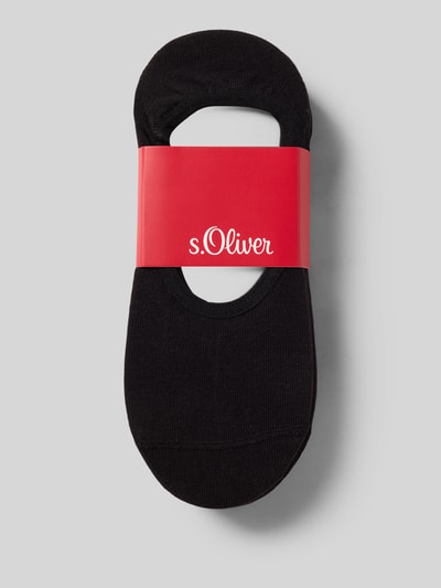 Produktfoto, Füßlinge mit Label-Details im 3er-Pack von s.Oliver RED LABEL, schwarze Farbe, Baumwoll-Elasthan-Mix, elastische Bündchen.