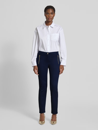 Christian Berg Woman Slim Fit Stoffhose mit Paspeltaschen Dunkelblau 1