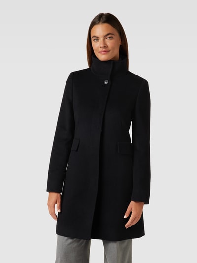 Max Mara Studio Wollmantel aus Lanawolle mit Stehkragen und Pattentaschen Black 4