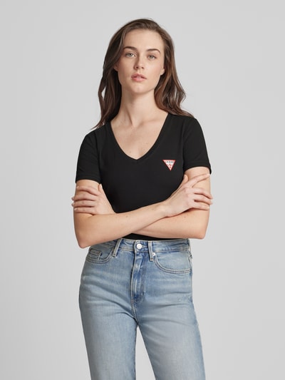 Guess T-shirt met V-hals Zwart - 4