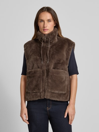 FREE/QUENT Weste mit Stehkragen Modell 'FONY' Taupe 4