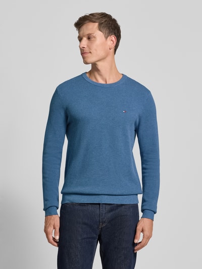 Tommy Hilfiger Regular fit gebreide pullover van zuiver katoen Petrol - 4