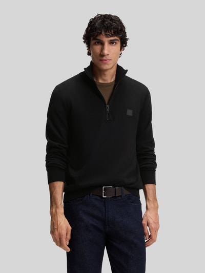 BOSS Orange Regular Fit Troyer aus Baumwoll-Mix mit Kaschmir-Anteil Modell 'Kanobix' Black 4