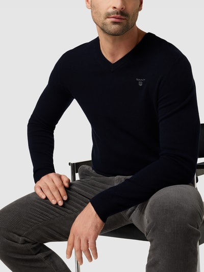 Gant Strickpullover mit Label-Stitching Marine 3