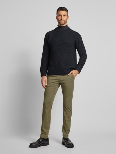 Lindbergh Slim fit chino met achterzakken Olijfgroen - 1