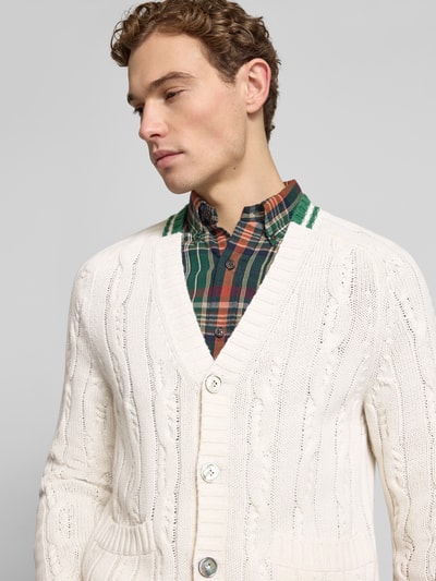 FTC-Cashmere Kardigan o kroju slim fit z domieszką kaszmiru w imitacji dzianiny Złamany biały 3