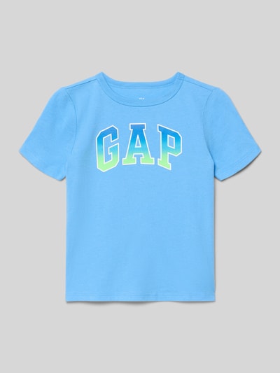 Produktfoto, Regular Fit T-Shirt mit Logo-Print von GAP in Blau, Kinder T-Shirt aus reiner Baumwolle, Rundhalsausschnitt, Rückenlänge 46 cm bei Größe 116