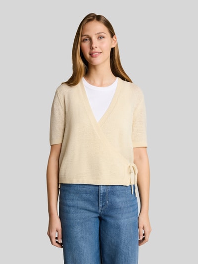 Tom Tailor Denim Regular Fit Strickjacke mit Bindeband Offwhite 4