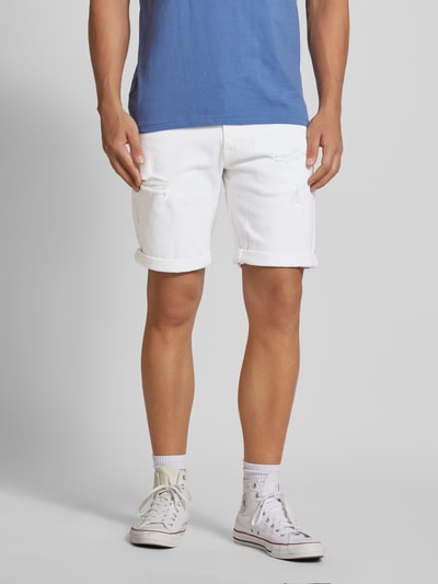 Redefined Rebel Regular Fit Jeansshorts im Destroyed-Look Modell 'PORTO' Weiss 4