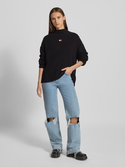 Tommy Jeans Relaxed Fit Strickpullover aus reiner Baumwolle Black 1