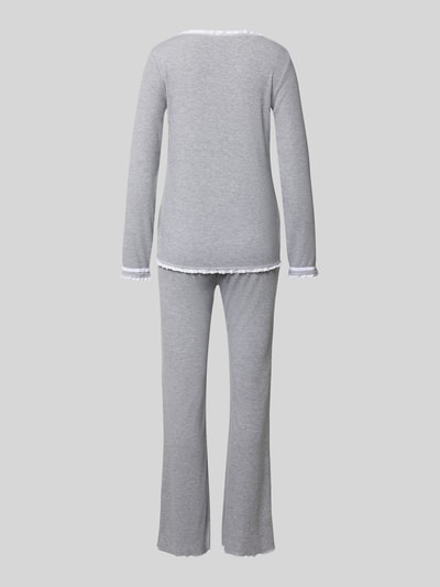 LOUIS & LOUISA Regular fit pyjama met sierstrik, model 'Zeit zum Kuscheln' Lichtgrijs - 3