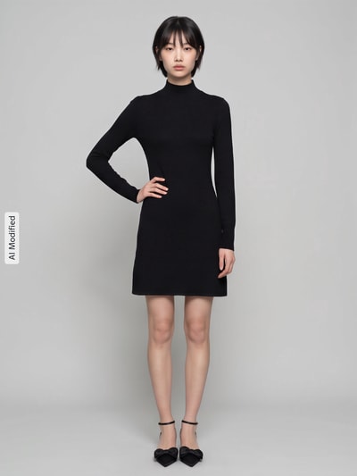 ONLY Strickkleid mit Mock Neck Black 1