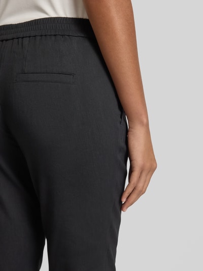 Marc Cain Regular fit broek van linnenmix met elastische band Zwart - 3