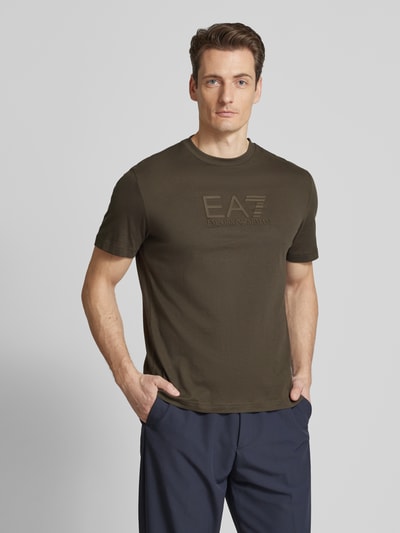 EA7 Emporio Armani T-Shirt mit Label-Print Dunkelbraun 4