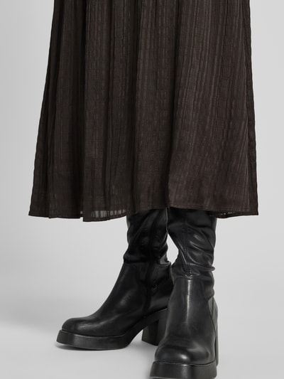 COMMA Midirok met structuurpatroon en elastische band Donkerbruin - 3