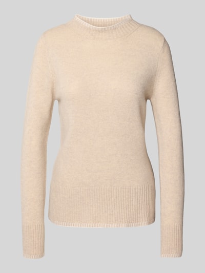 Christian Berg Woman Regular Fit Longsleeve aus reiner Wolle in Strick-Optik Beige Melange 2