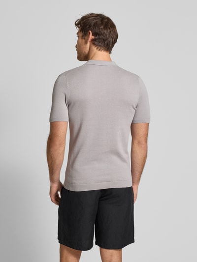 Drykorn Slim fit poloshirt met structuurmotief, model 'TRITON' Steengrijs - 5