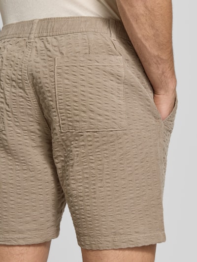 Jake*s Studio Men Straight Fit Shorts mit Strukturmuster Kitt 3