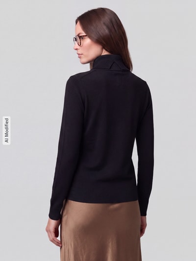 Jake*s Casual Slim Fit Rollkragenpullover aus Viskose-Mix Black 5