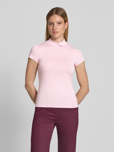 Marc Cain Slim Fit T-Shirt mit hochschließendem Polokragen Rosa 4