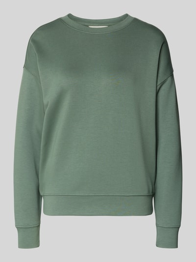 Produktfoto, Sweatshirt mit Rundhalsausschnitt Modell 'Ima' von MSCH Copenhagen in Grün, Viskose-Mix mit Stretch-Anteil, Regular-Fit, elastische Abschlüsse.
