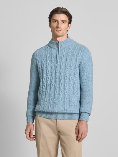 Fynch-Hatton Strickpullover mit gerippten Abschlüssen Hellblau 4