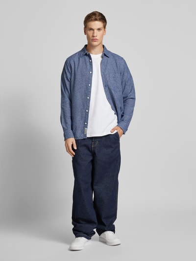 Jack & Jones Vrijetijdsoverhemd met borstzak, model 'JAMES' Donkerblauw gemêleerd - 1