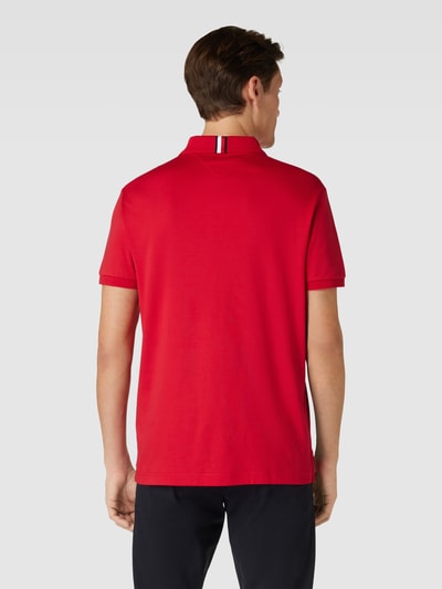 Tommy Hilfiger Regular fit poloshirt met labelstitching Donkerrood - 5