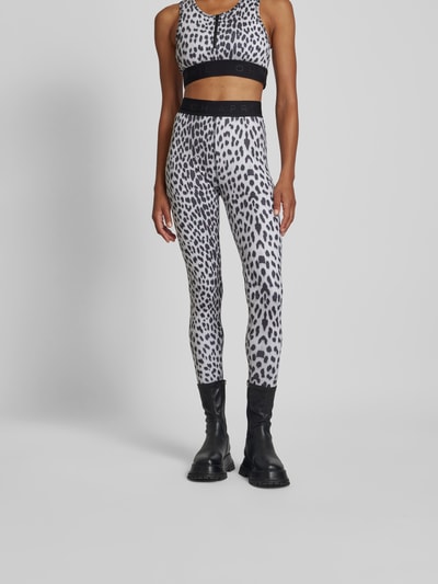 OH APRIL Leggings mit elastischem Logo-Bund Hellgrau 4