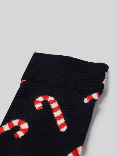 Happy Socks Regular Fit Socken mit Logo-Stitching Modell 'Candy Cane' Dunkelblau 2