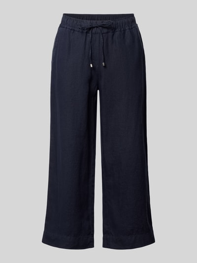 TONI Wide leg capribroek van linnen model 'PIA' Donkerblauw - 2