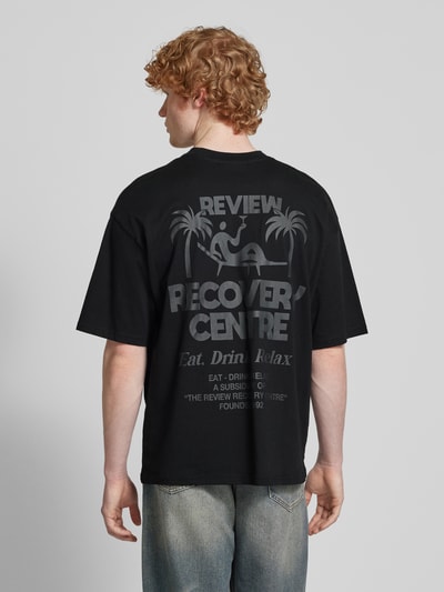 REVIEW Oversized T-Shirt mit Label-Print Black 5