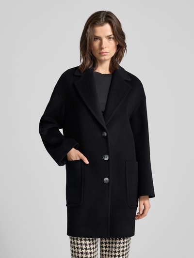 MAX&Co. Relaxed fit lange wollen jas met reverskraag, model 'TAROCCO' Zwart - 4