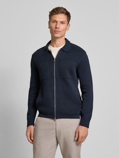 Marc O'Polo Regular Fit Strickjacke aus reiner Baumwolle mit aufgesetzten Brusttaschen Marine 4