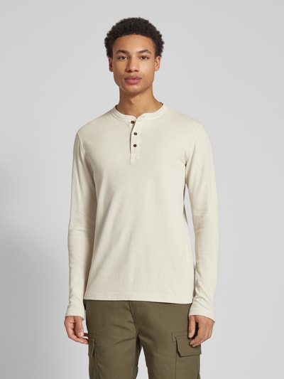 Superdry Longsleeve mit Serafino-Ausschnitt Offwhite Melange 4