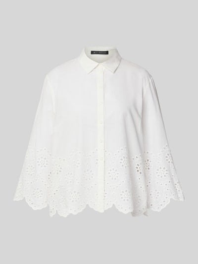 Produktfoto, Regular Fit Bluse mit Lochstickerei von Betty Barclay in Weiß, reine Baumwolle, Hemdblusenkragen, Knopfleiste, florale Lochmuster