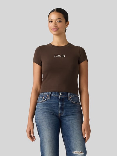 Levi's® Slim Fit T-Shirt aus Baumwoll-Mix mit Logo-Print Mittelbraun Mel 4