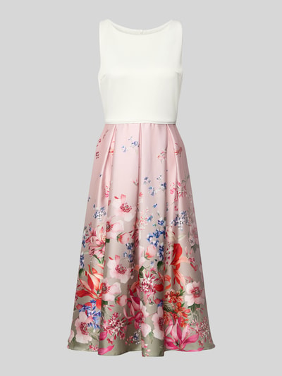 Produktfoto, Knielanges Cocktailkleid im Allover-Look von SWING, Mieszanka materiałów z dodatkiem streczu, Linia a, Długość do kolan, wzór na całej powierzchni, okrągły dekolt, Długość tyłu w rozmiarze 36: 110 cm, Szerokość w rozmiarze 36: 39 cm
