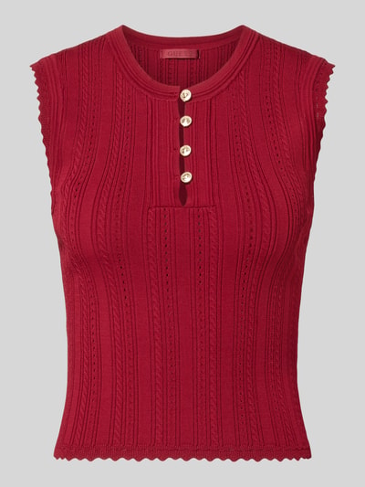 GUESS Stricktop in Pointelle-Strick mit kurzer Knopfleiste Dunkelrot 1