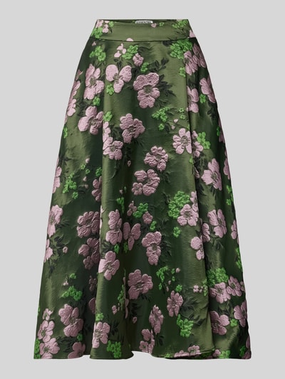 Essentiel Antwerp Midi-Rock mit Jacquardstruktur Modell 'KATHYANNE' Gruen Melange 1