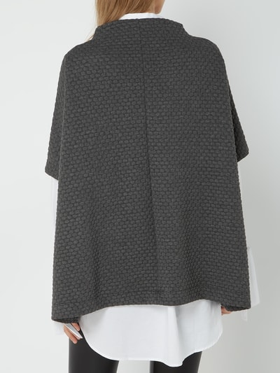 OPUS Poncho mit Wabenstruktur Mittelgrau 4