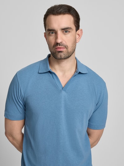 Marc O'Polo Regular Fit Poloshirt aus Baumwoll-Leinen-Mix Blau 3