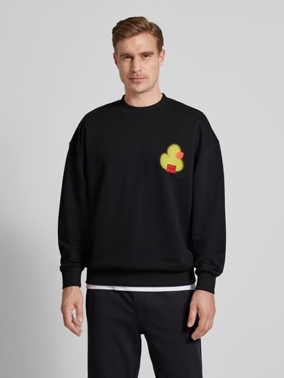 HUGO Sweatshirt mit Label-Detail Black 4