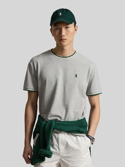 Polo Ralph Lauren Regular Fit T-Shirt aus Baumwoll-Mix mit Kontraststreifen Mittelgrau 4